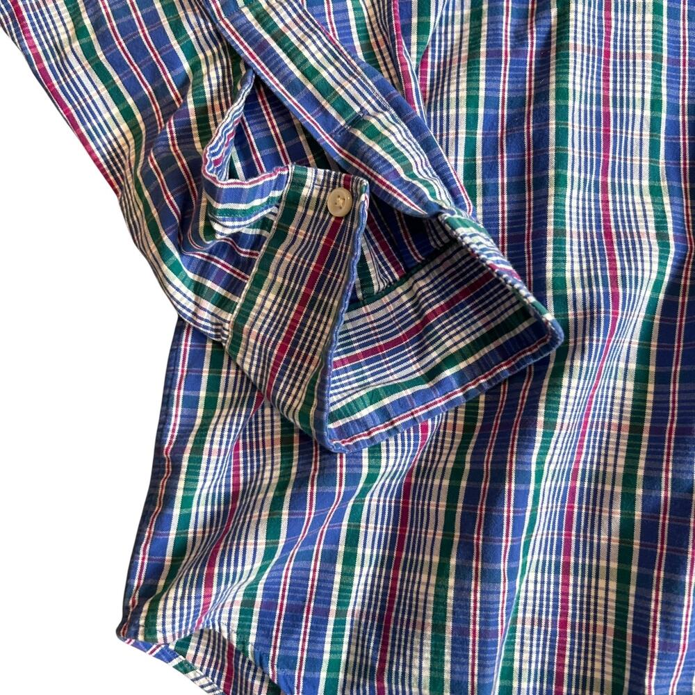 Ralph Lauren Blake Plaid Shirt 2-Ply Cotton Blue Green Pink L - Picture 10 of 15